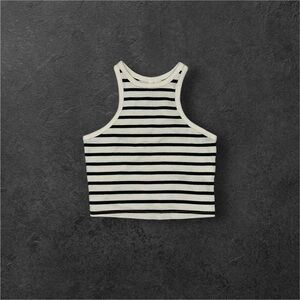 Black And White Striped Crop Top Women’s Size Medium Cropped Top Casual Cute